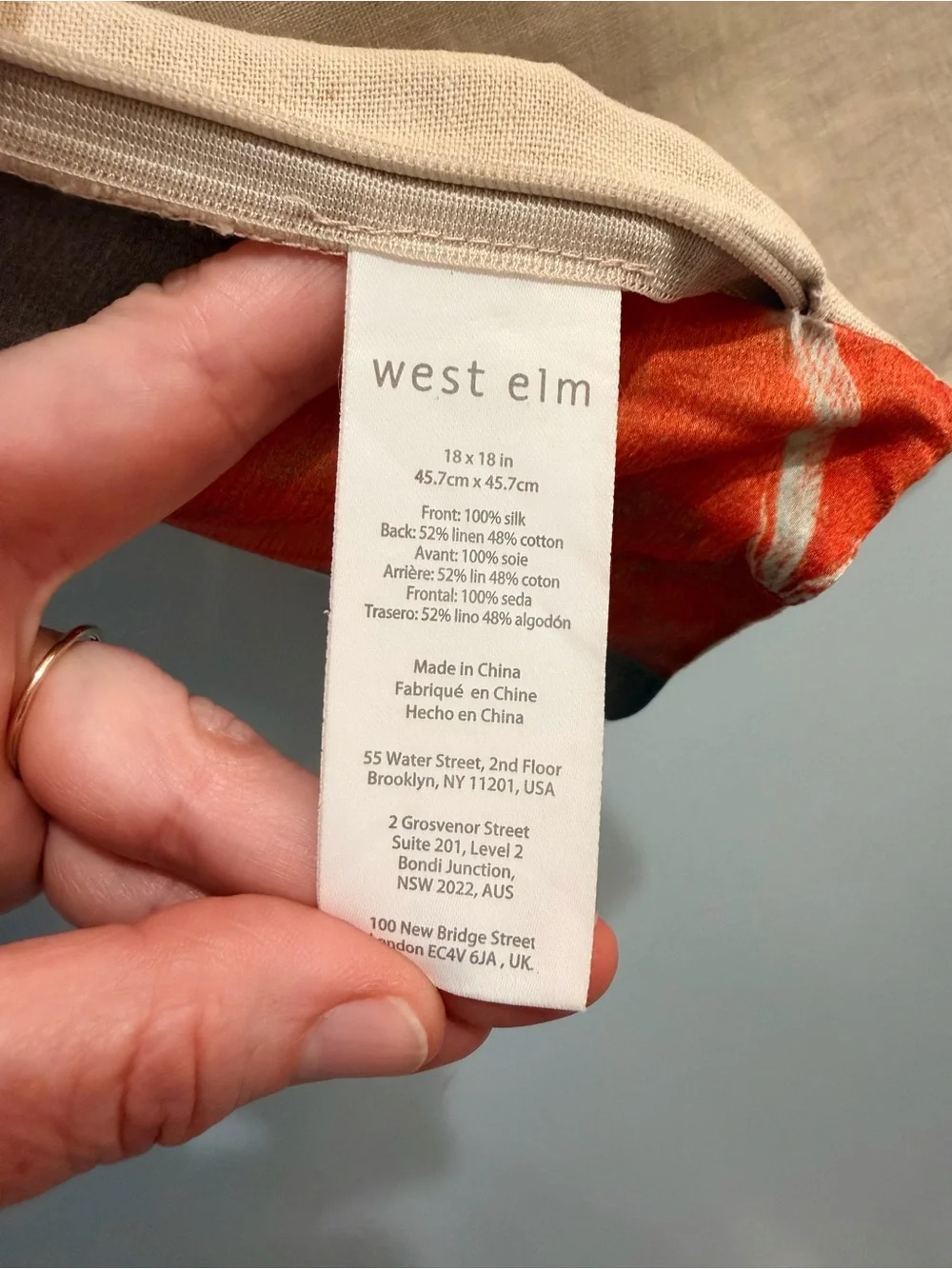 West Elm Abstract Watercolor Pillow Covers Pink, Coral Blue Bundle of 3 MCM